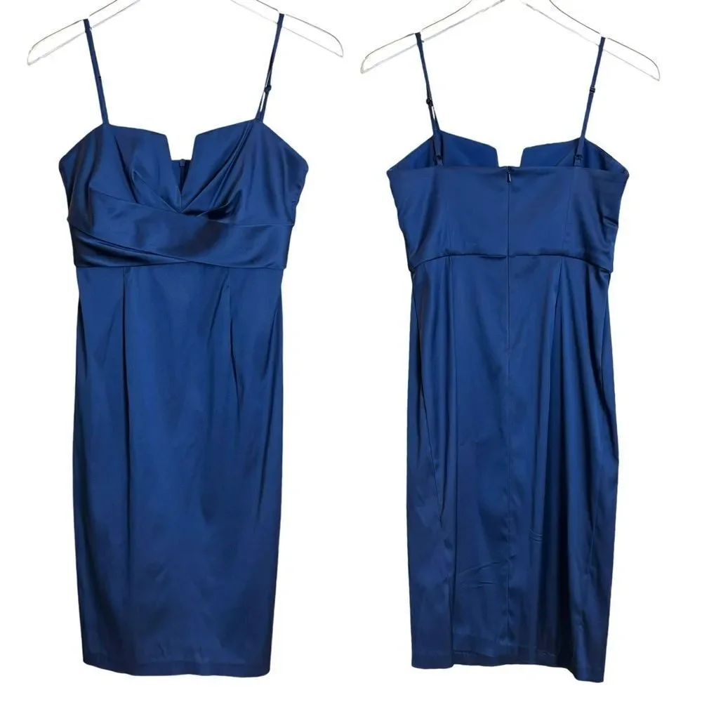 Donna Ricco New York Royal Blue Satin Knee Length Cocktail Dress Size 4P